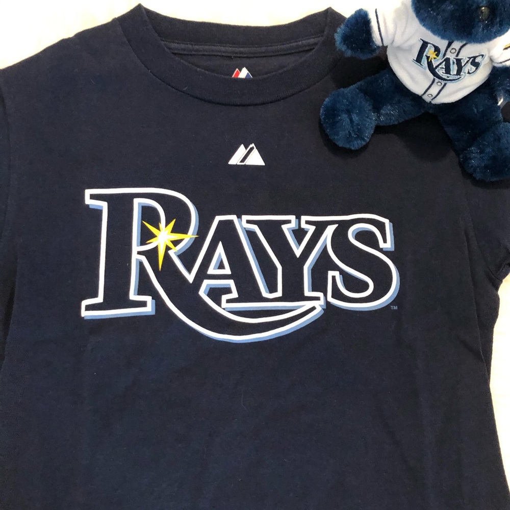✨HP✨Majestic Tampa Bay Rays Longoria Tee& Bear - Picture 2 of 6